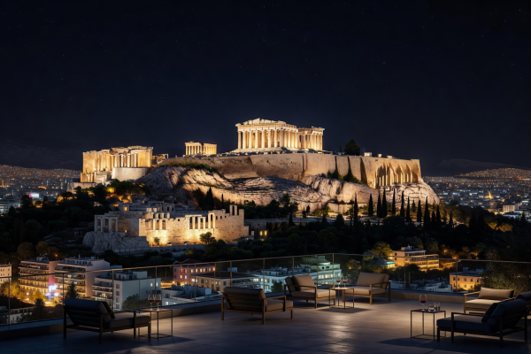 Athens Acropolis Rooftop at Night
